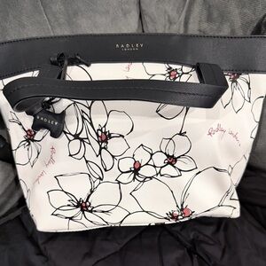 Radley London Black and White Tote with Floral Design